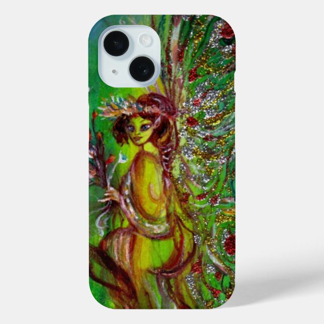 GREEN FAIRY WITH GOLD SPARKLES IN MOONLIGHT Case-Mate iPhone CASE (Back)