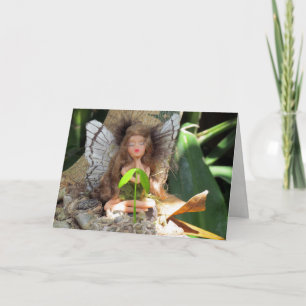 Green Fairy with Seedling Greeting Card