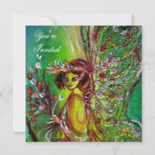 GREEN FAIRY yellow blue red silver Invitation