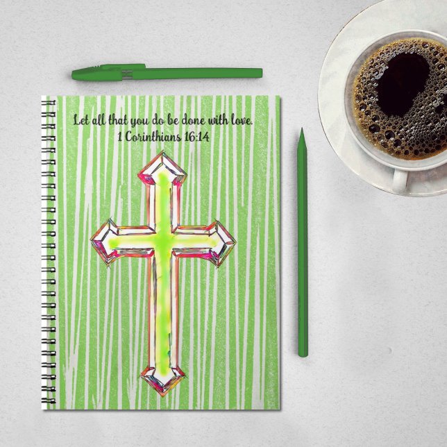 Green Faith Cross Bible Verse Journal Notebook (Creator Uploaded)