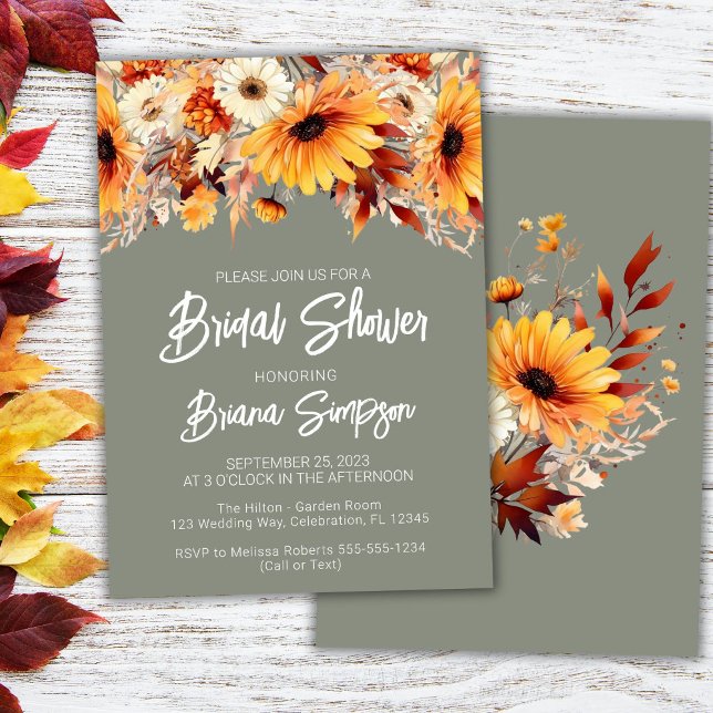 Green Fall Floral Bridal Shower Invitation (Creator Uploaded)