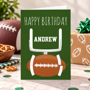 Green Fall Football Happy Birthday Card Fan Player