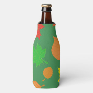 Green fall leaves bottle cooler