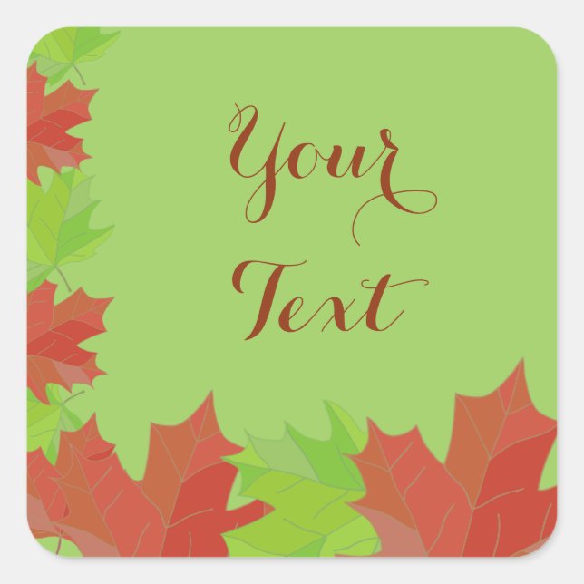 Green Fall Leaves Craft Square Sticker (Front)