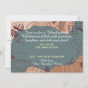 Green Fall Thanksgiving Rustic Elegant Invitation