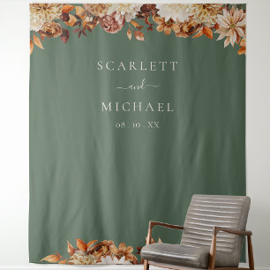 Green Fall Wedding Tapestry