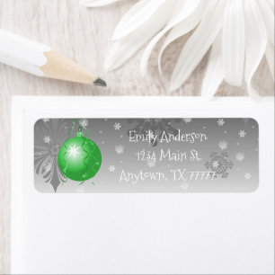Green Fancy Christmas Ornament Address Label Return Address Label