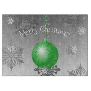 Green Fancy Christmas Ornament Cutting Board