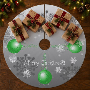 Green Fancy Christmas Ornament Tree Skirt