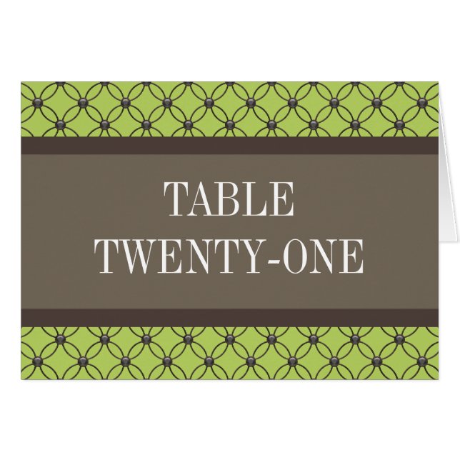 Green Fancy Lattice Table Number Card (Front Horizontal)