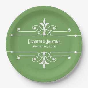 Green Fancy Ornamental Paper Plates