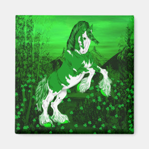 Green Fantasy Clydesdale Horse Magnet