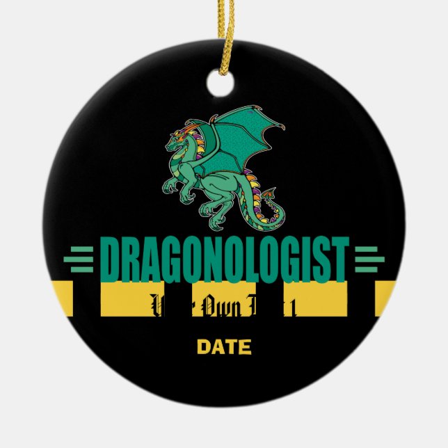 Green Fantasy Dragon Ceramic Tree Decoration (Front)