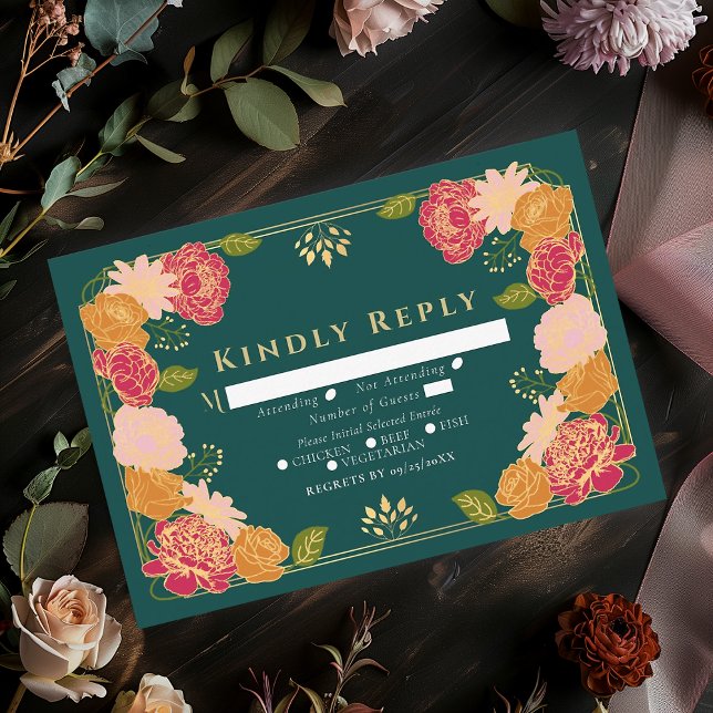 Green Fantasy Enchanted Garden Wedding RSVP  Card (Creator Uploaded)