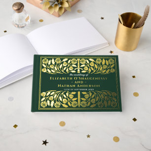 Green Fantasy Royal Mediaeval Sword Wedding Guest Book