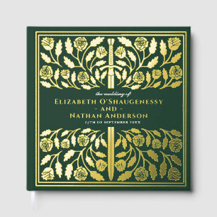 Green Fantasy Royal Medieval Sword Wedding Guest Book