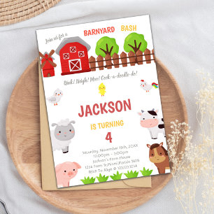 Green Farm Birthday Invitations