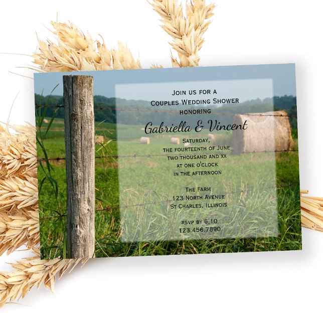 Green Farm Pastures Country Couples Wedding Shower Invitation (Creator Uploaded)