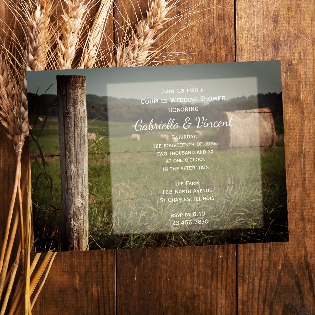 Green Farm Pastures Ranch Couples Wedding Shower Invitation (Creator Uploaded)