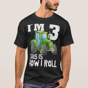 Green Farm Tractor 3rd Birthday Party  3 Year Old T-Shirt