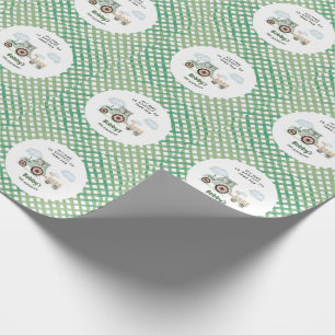 Green Farm Tractor Boys Any Age Birthday Wrapping Paper