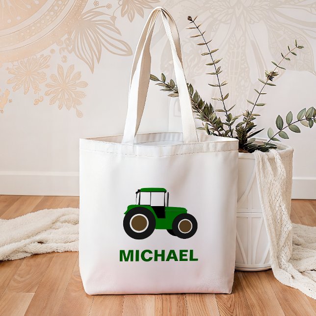 Green Farm Tractor Kids Tote Bag (Creator Uploaded)