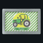 Green Farm Tractor with Yellow;  Green & White Belt Buckle<br><div class="desc">Cool,  colourful kid's Green Farm Tractor with Yellow;  Green & White   pattern.  Perfect gift for baby,  toddler,  kids,  children,  teens,  or adults! Personalised the design by adding a child's name or custom text.  Visit our store,  Birthday Party House,  for more great customisable boy and girl products!</div>