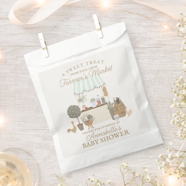 Green Farmers Market Farm Fresh Baby Shower Favour Bag (Clipped)