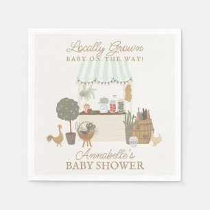 Green Farmers Market Farm Fresh Baby Shower Napkin