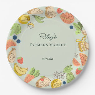 Green Farmers Market Farm Fresh Birthday Paper Plate