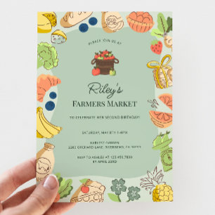 Green Farmers Market Organic Farm Fresh Birthday Invitation