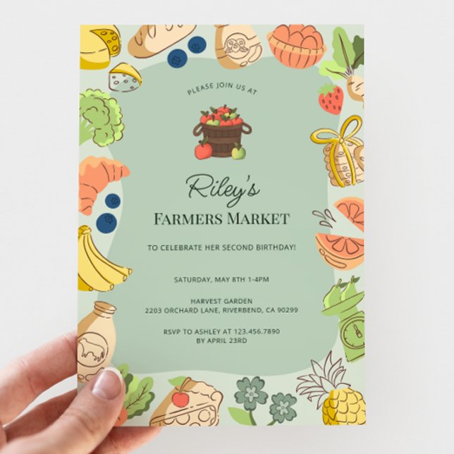 Green Farmers Market Organic Farm Fresh Birthday Invitation (Creator Uploaded)