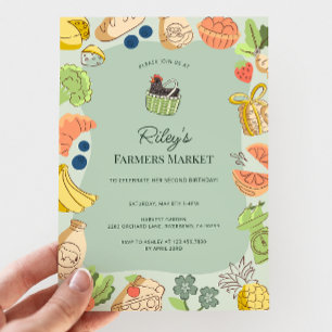 Green Farmers Market Organic Farm Fresh Birthday Invitation