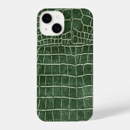 Green Faux Crocodile Leather iPhone 14 Case