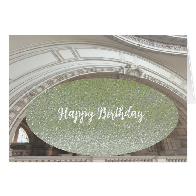 Green Faux Glitter Architectural Birthday Card (Front Horizontal)