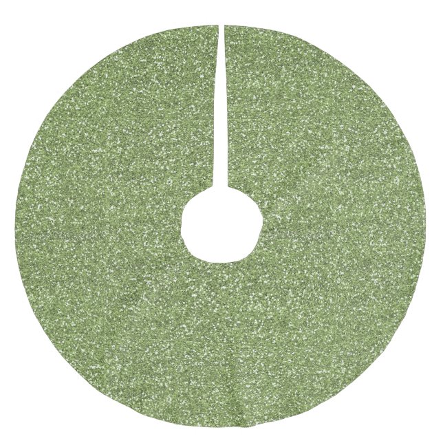 Green Faux Glitter Christmas Brushed Polyester Tree Skirt (Front)