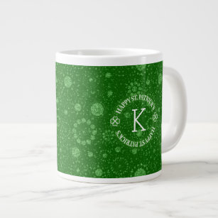 Green Faux Glitter Circles Geometric Pattern Large Coffee Mug