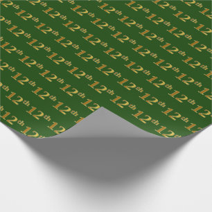 Green, Faux Gold 12th (Twelfth) Event Wrapping Paper