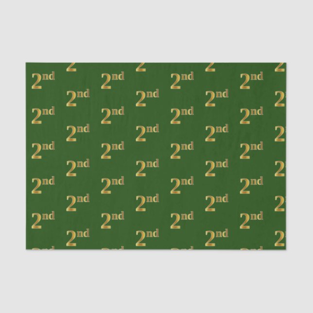 Green, Faux Gold 2nd (Second) Event Tissue Paper (Front)
