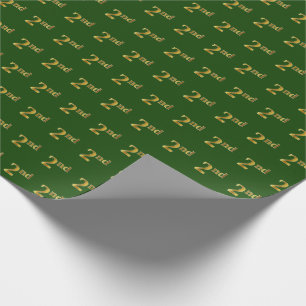 Green, Faux Gold 2nd (Second) Event Wrapping Paper