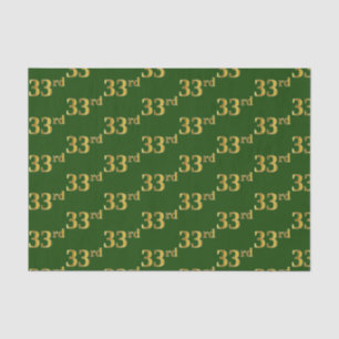 Green, Faux Gold 33rd (Thirty-Third) Event Tissue Paper