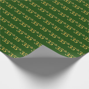 Green, Faux Gold 35th (Thirty-Fifth) Event Wrapping Paper