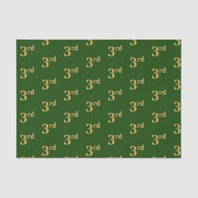 Green, Faux Gold 3rd (Third) Event Tissue Paper (Front)