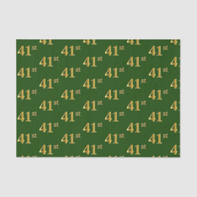Green, Faux Gold 41st (Forty-First) Event Tissue Paper (Front)