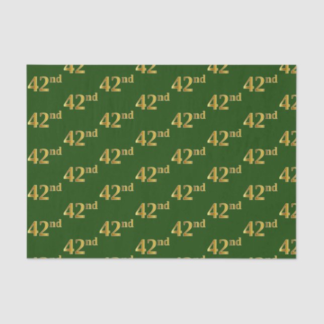 Green, Faux Gold 42nd (Forty-Second) Event Tissue Paper (Front)
