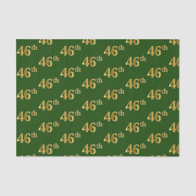 Green, Faux Gold 46th (Forty-Sixth) Event Tissue Paper (Front)