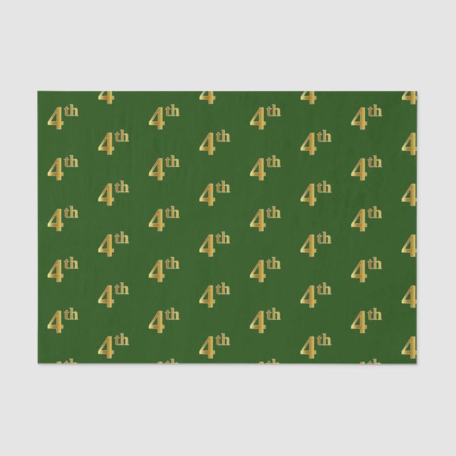 Green, Faux Gold 4th (Fourth) Event Tissue Paper (Front)