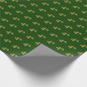 Green, Faux Gold 4th (Fourth) Event Wrapping Paper