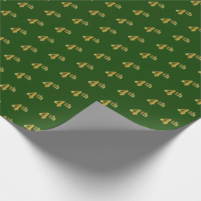 Green, Faux Gold 4th (Fourth) Event Wrapping Paper (Corner)