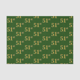 Green, Faux Gold 51st (Fifty-First) Event Tissue Paper